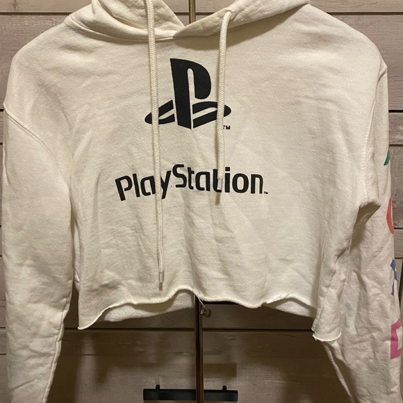 Sony Tops - Sony PlayStation Women’s Crop Top White Hoodie